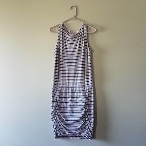 Athleta striped ruched tulip dress